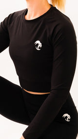 Crop Top Long Sleeve Black Moon